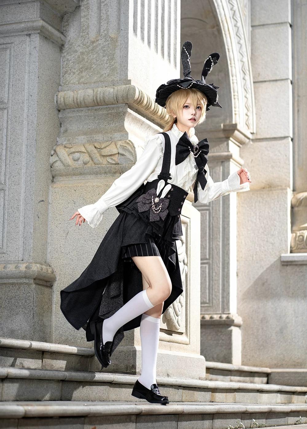 Rabbit Theater - Ouji Lolita Blouse and Waistband Set, Suspender-style 45982:870568