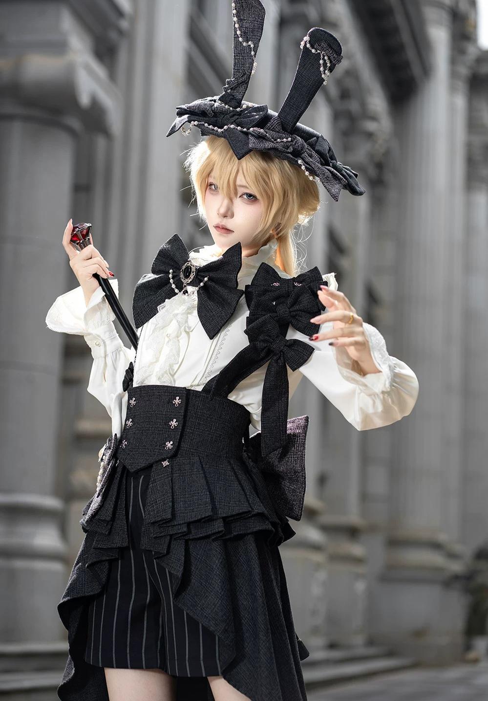 Rabbit Theater - Ouji Lolita Blouse and Waistband Set, Suspender-style 45982:870566