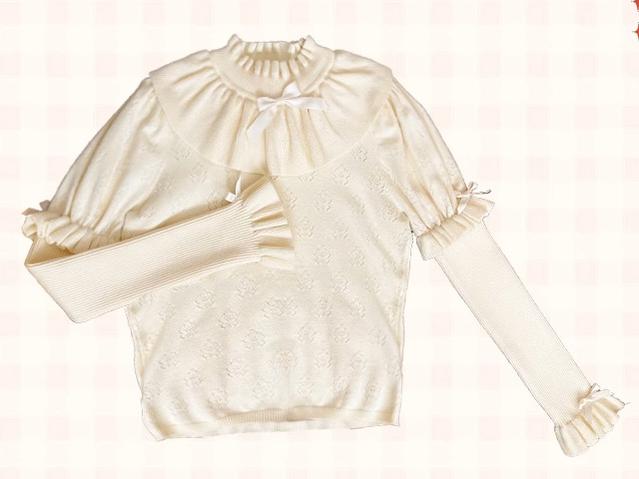 Mademoiselle Pearl~Cherry~Christmas Winter Lolita OP Dress XS Beige inner wear sweater 