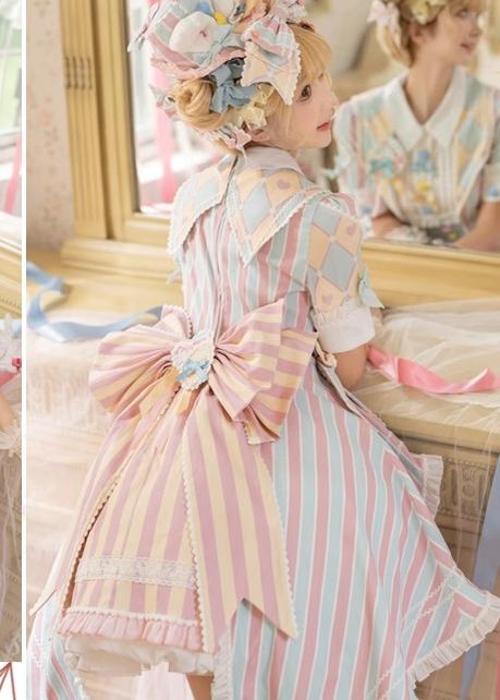 Sakurahime~Werid Theatre~Sweet Lolita Blackpink Stripe OP   