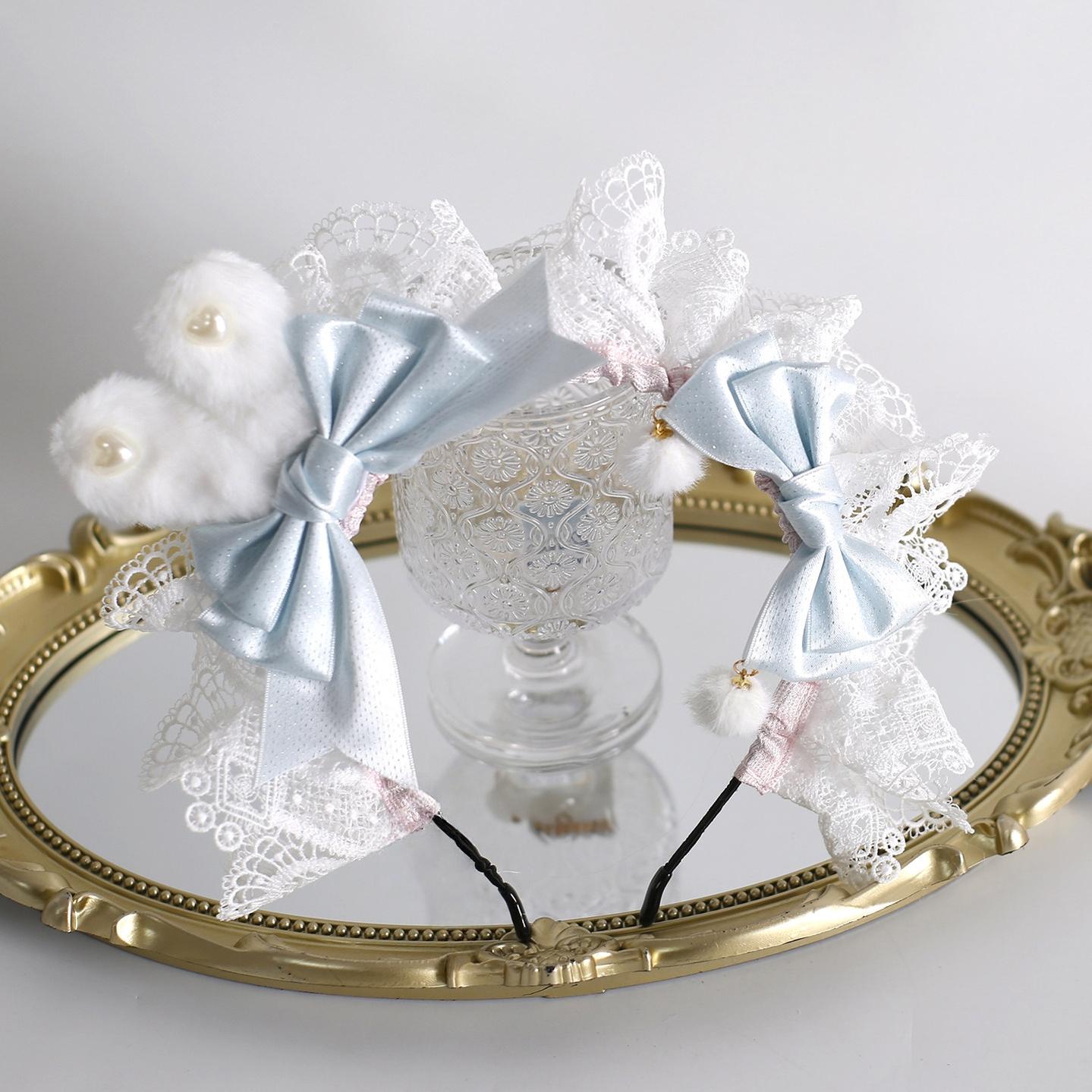 Lolita Headdress, Bunny Ear KC, Embroidered Lace