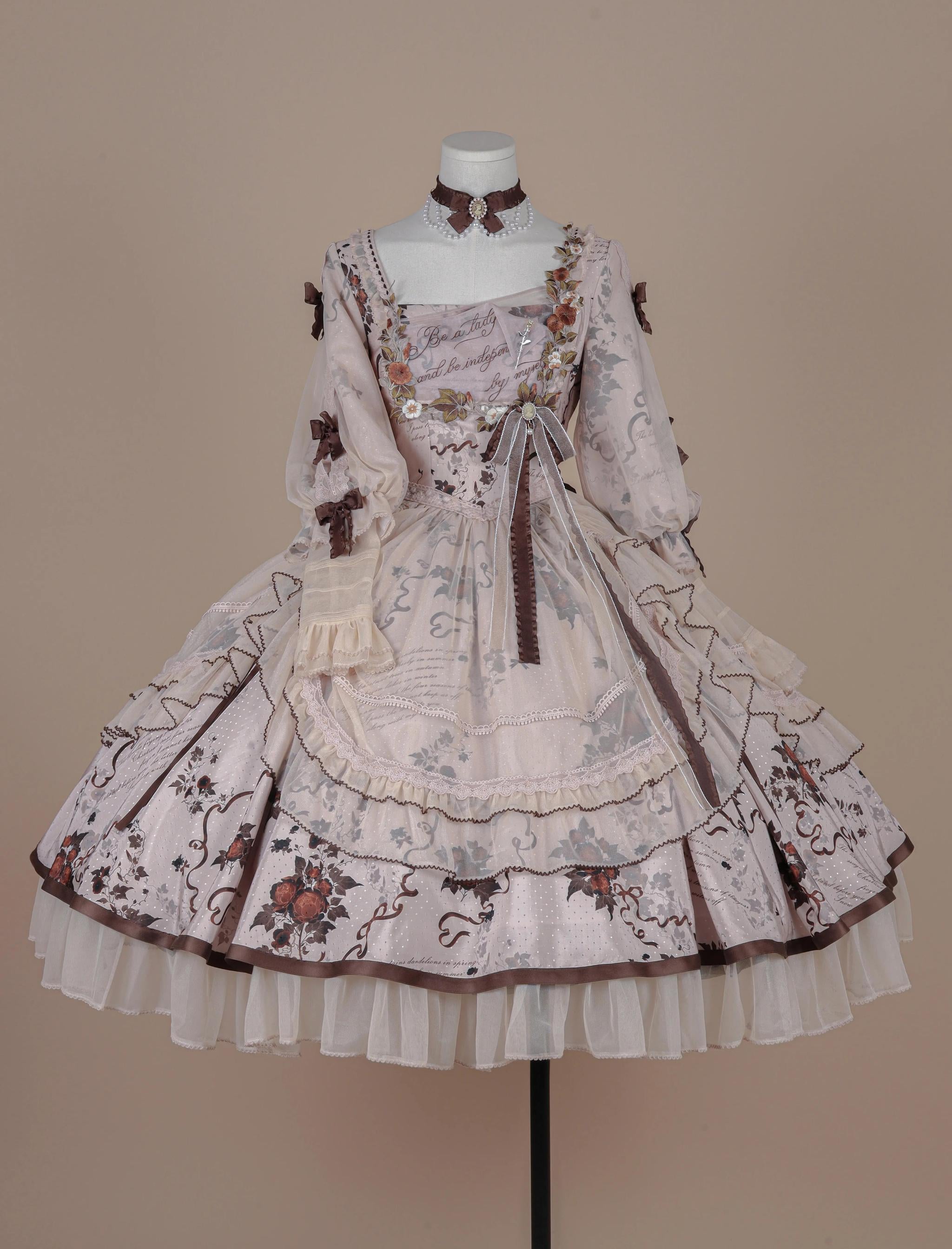 Miaoplus - Romantic Seizure - Sweet Lolita OP Mutton Sleeve Lolita Dress Vintage color OP S