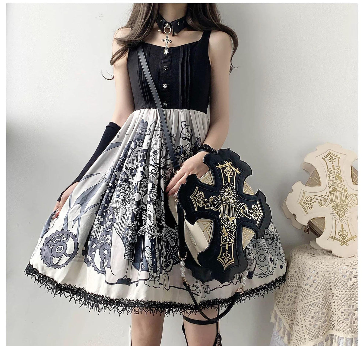 Gothic Lolita Bag, Two Detachable Shoulder Straps 45980:870139