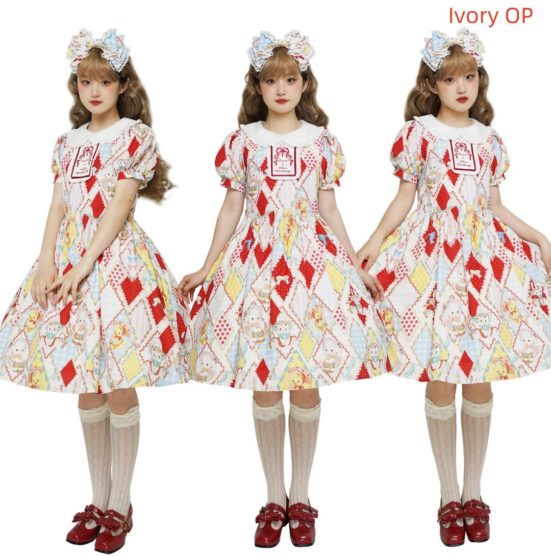 Southern Cross~Showa Kaleidoscope~Sweet Lolita OP SK and JSK with Rabbit Print 42127:727928