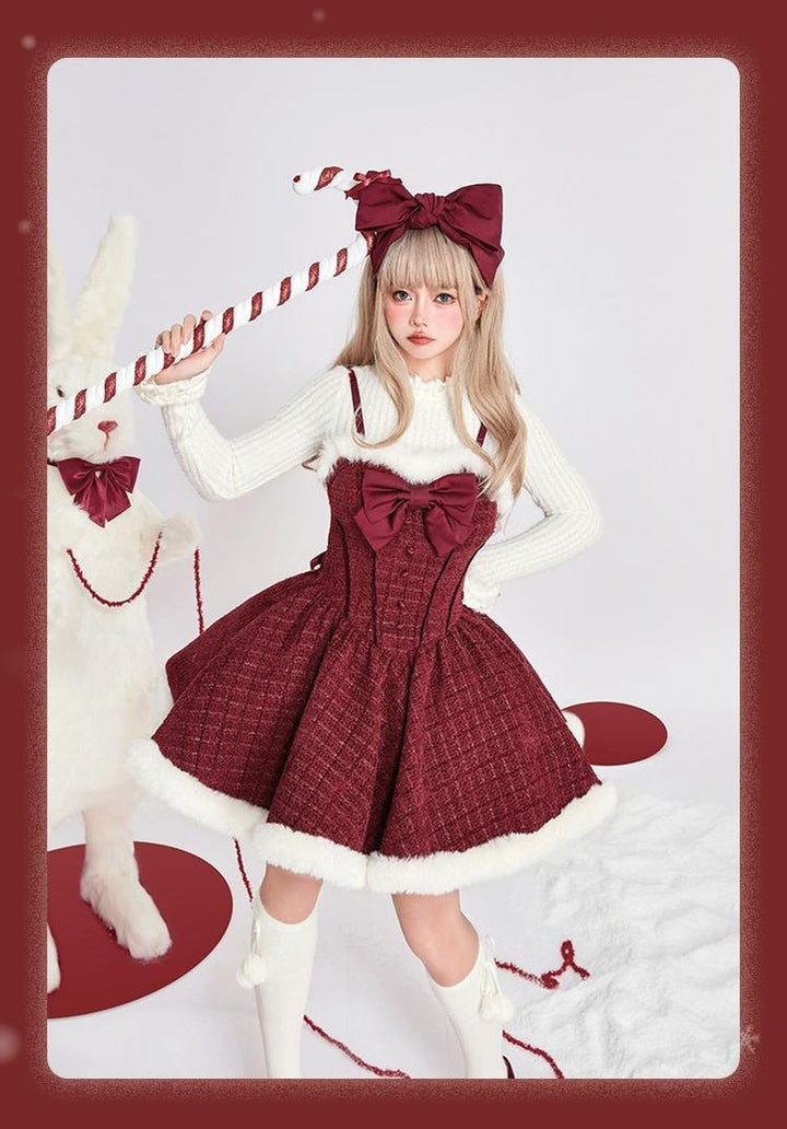 Tan Tuan~Winter Lolita Dress New Year Lolita JSK Plush Cape Set   