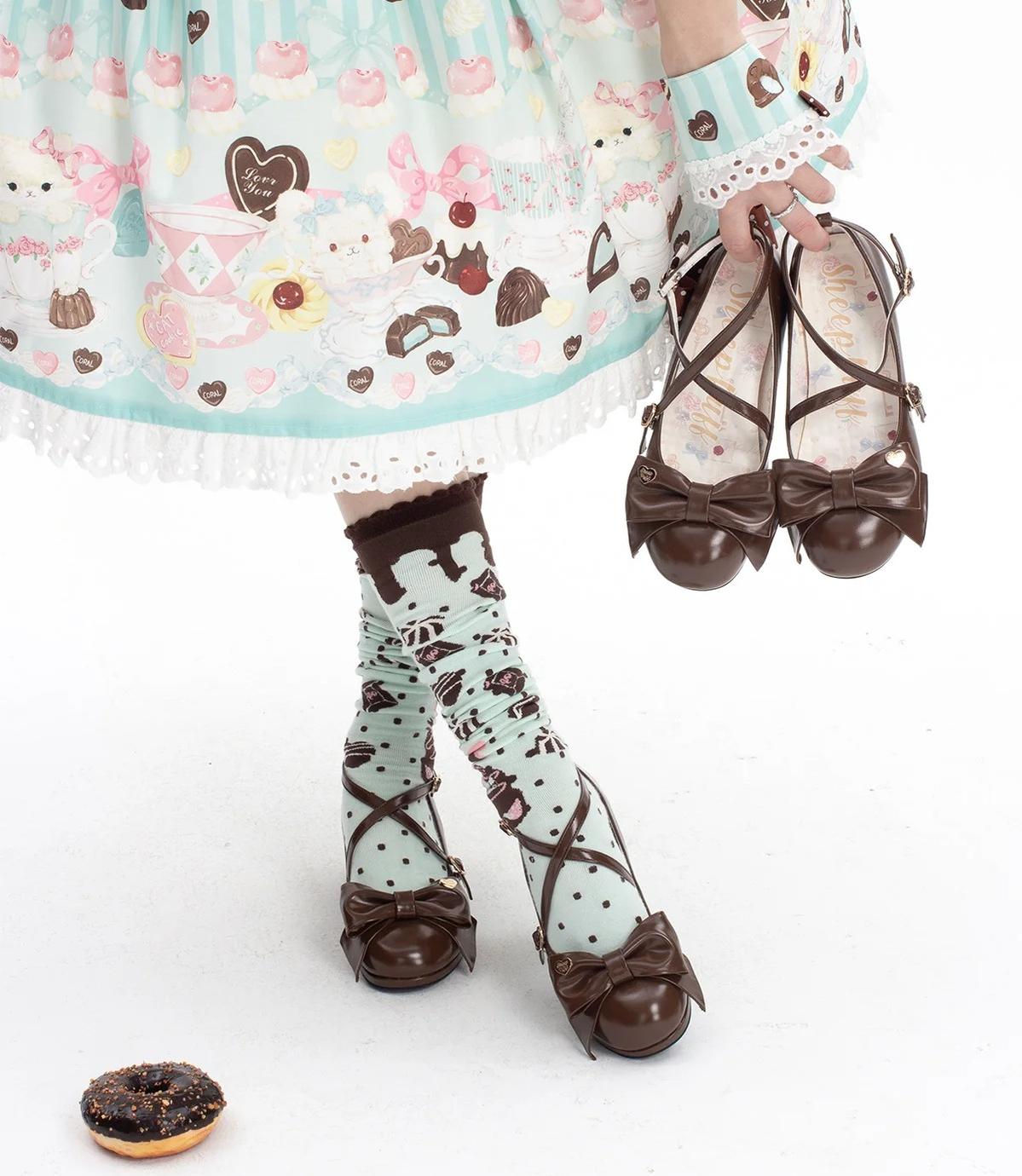 Miss Fondant - Sweet Lolita Cross Strap Shoes, Low & Mid Heels 45678:858876