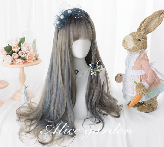 Alicegarden - Diana - Sweet Lolita Long Curly Gray Gradient Wig gray with dusty blue wig