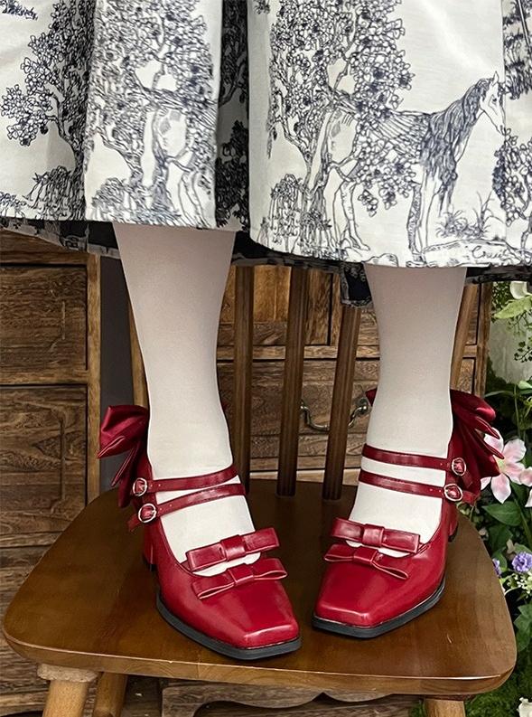 MODO~Magic Search~Sweet Lolita Shoes with Square Toe and Chunky Heel