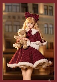 Tan Tuan~Winter Lolita Dress New Year Lolita JSK Plush Cape Set   