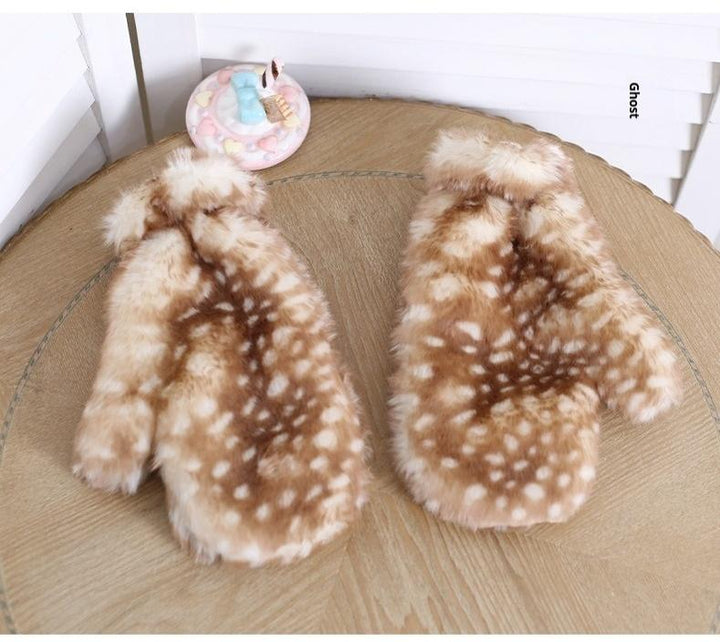 Xiaogui~Deer Spot~Christmas Kawaii Lolita Gloves Japanese Plush Winter Gloves   