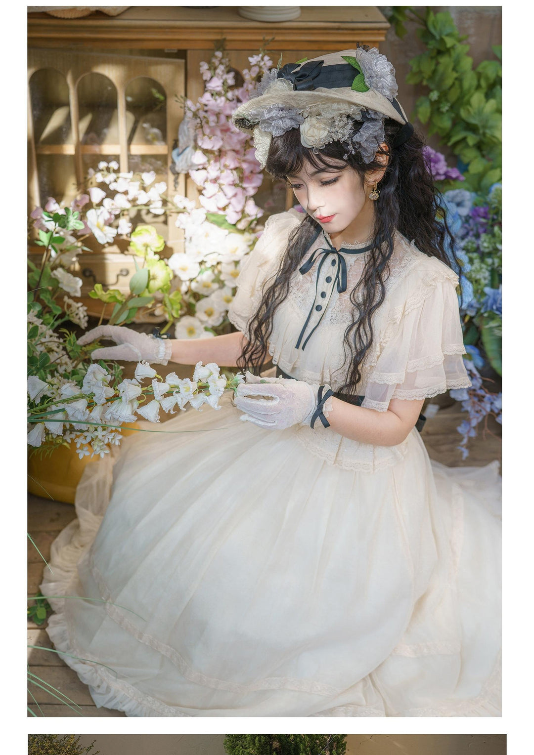 Button Bear~True Summer~Classic Lolita OP Dress with Hat and Hairband