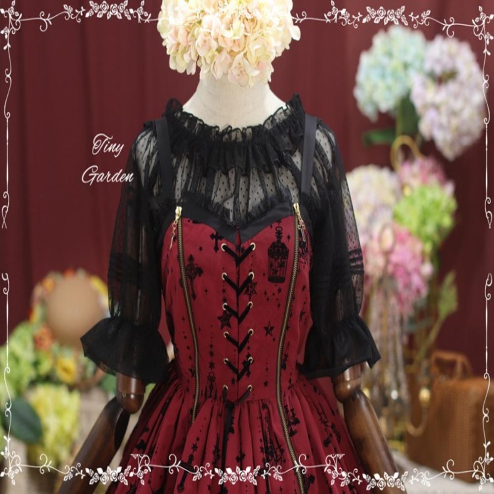 Tiny Garden - Sweet Dots Retro Lolita Summer Blouse One Size black