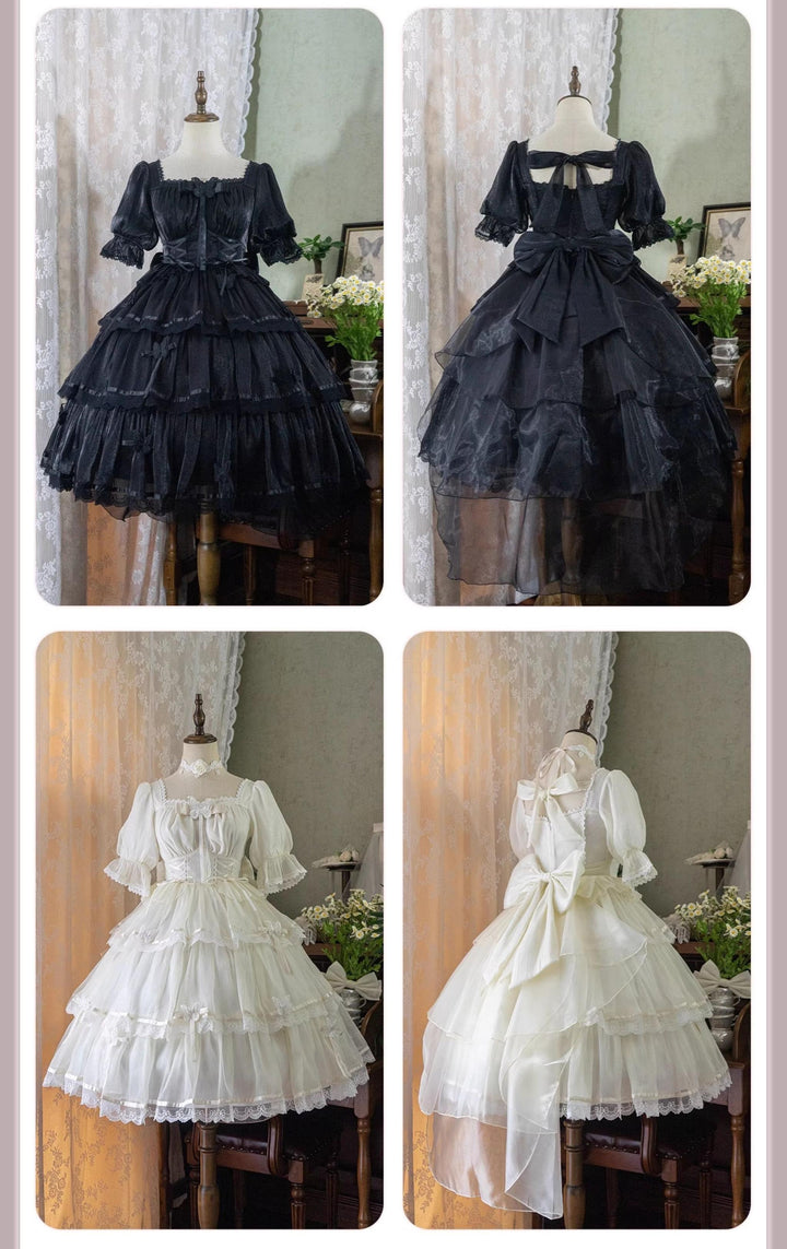 MEEKWIND~Miss Flora~Light Bridal Lolita Dress Gauze OP and JSK