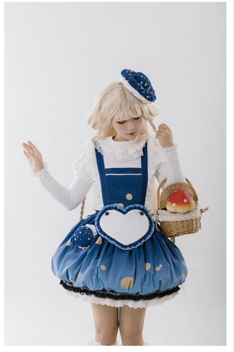 (BFM)With Puji~Blue Umbrella~Lolita Dress Suspenders Mushroom Set   