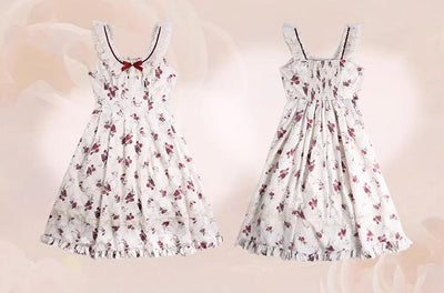 Yingtang~Plus Size Lolita Cardigan Set Elegant French Rose Print Dress 31448:402484