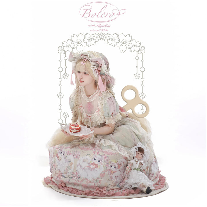 Bolero~Liliana Cat~Sweet Lolita Gorgeous OP Dress with Soft Lace & Organza