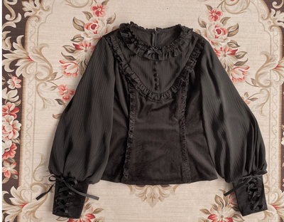 Little Dipper~Elegant Lolita Mutton Sleeve Blouse Multicolors XS black 