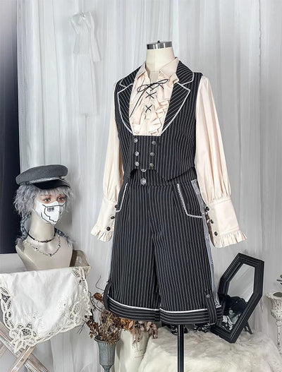 CastleToo~King's College~Ouji Lolita Skirt Set Prince Tie Shirt Set S Vest 
