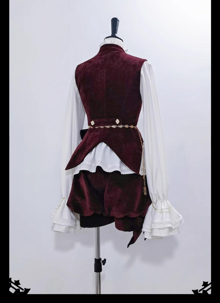 Princess Chronicles~Hare Hunter~Vintage Red Ouji Suit With Bunny Ear Hooded Jacket