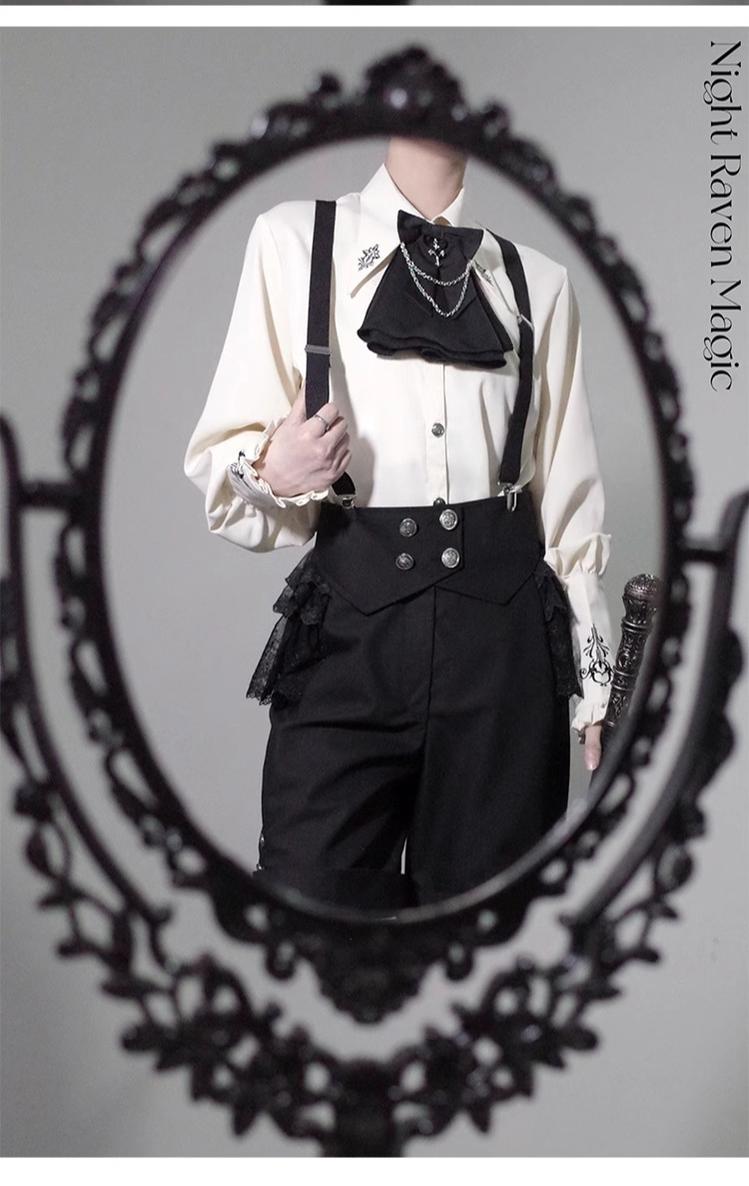 CastleToo~Night Raven Magic~Ouji Lolita Dress Set Prince Suspender Shorts Cape 38930:605536