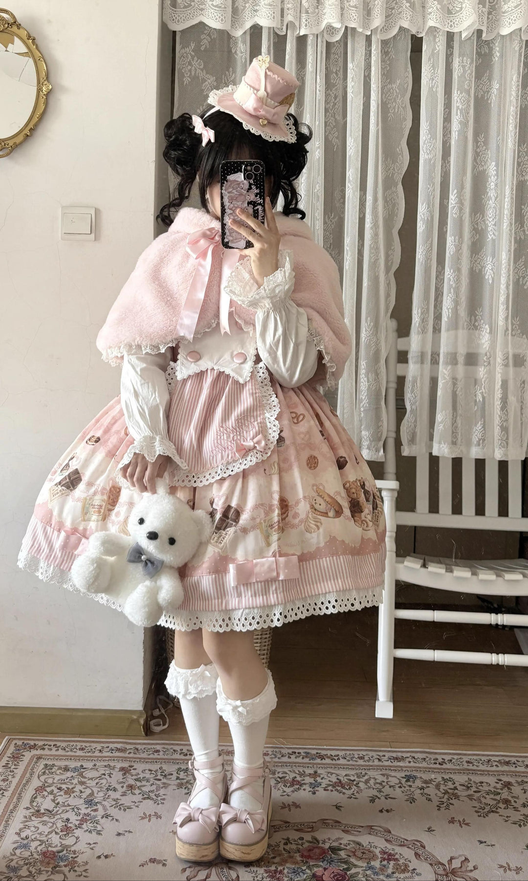 The Seventh Doll~Old School Lolita Cape Bunny Plush Short Coat 40174:654744