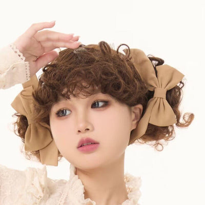 Uncle Wall Original~Worthy Girl~ Lolita Bow Clip and Black Top Hat free size brown hairclip (1pcs) 
