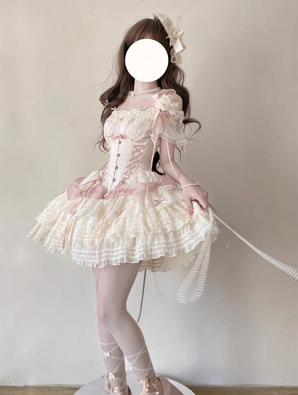 Caramel Antique~Yuyan~Ballet-style Sweet Lolita Corset JSK with Built-in Petticoat