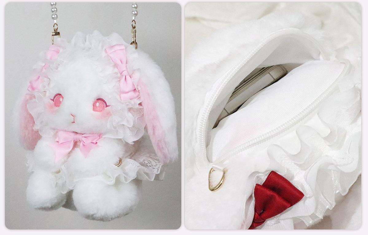 Sweet Lolita Plush Bunny Bag with Detachable Bow