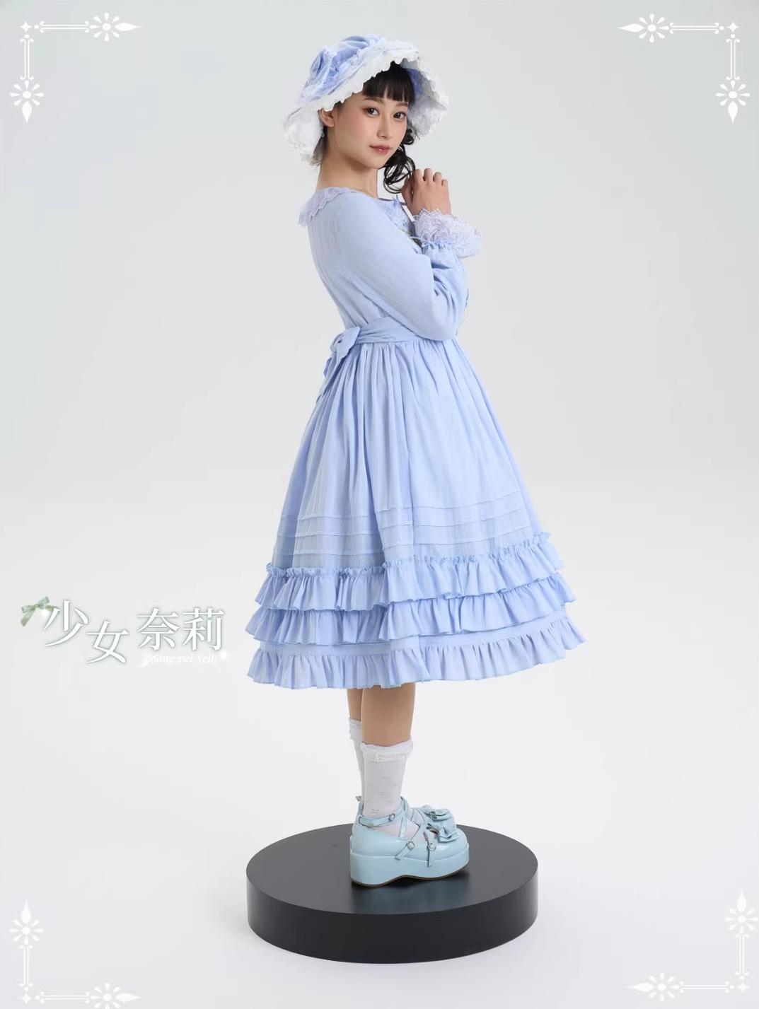 Maiden Nelly - Classic Lolita OP Dress, Embroidered Flowers