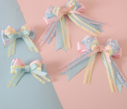 Xiaogui~Sweet Ice Cream~Sweet Lolita Bow Hair Accessories a set of 4 bows ice cream brooches  