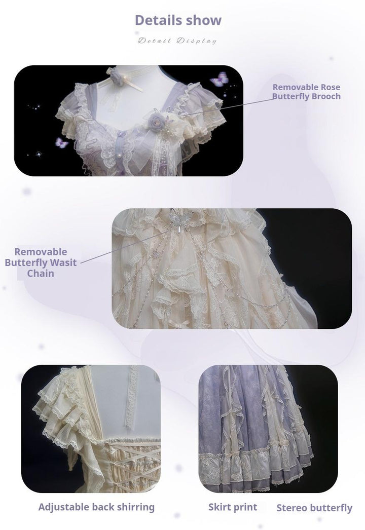 Star Cat~With Butterfly Fluttering~Elegant Lolita Skirt Suit Butterfly Blouse   