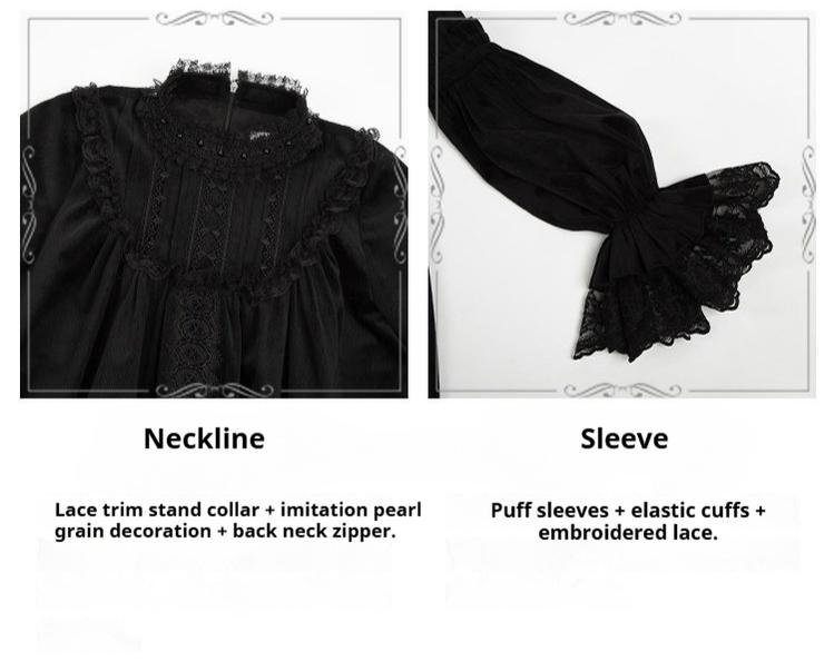 Dawn Bell & Dusk Song - Gothic Lolita Velvet OP Dress, Back Zipper