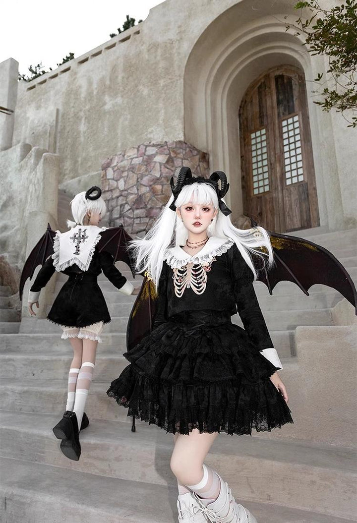 CastleToo~Crossbone~Ouji Lolita Shorts Suit Gothic Lolita Top and Blouse