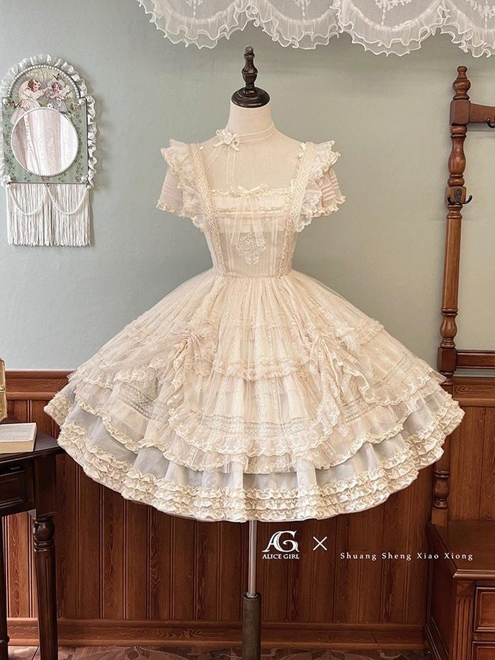 Alice Girl~Elegant Lolita Embroidered Apron with Adjustable Strap 42988:761132