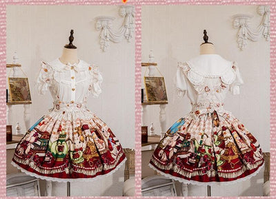 (BFM)Ocelot~Crown Bear~Kawaii Lolita SK Dress Daily Chiffon Dress S Ivory 