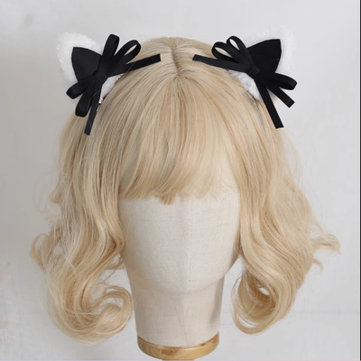 Xiaogui~Sweet and Lovely Lolita Cat Ear Bow Headband black cat ears only (one pair)  