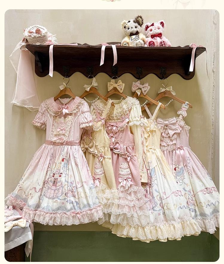 Mademoiselle Pearl~Wedding Cake~Sweet Lolita Dress Suit Printed JSK