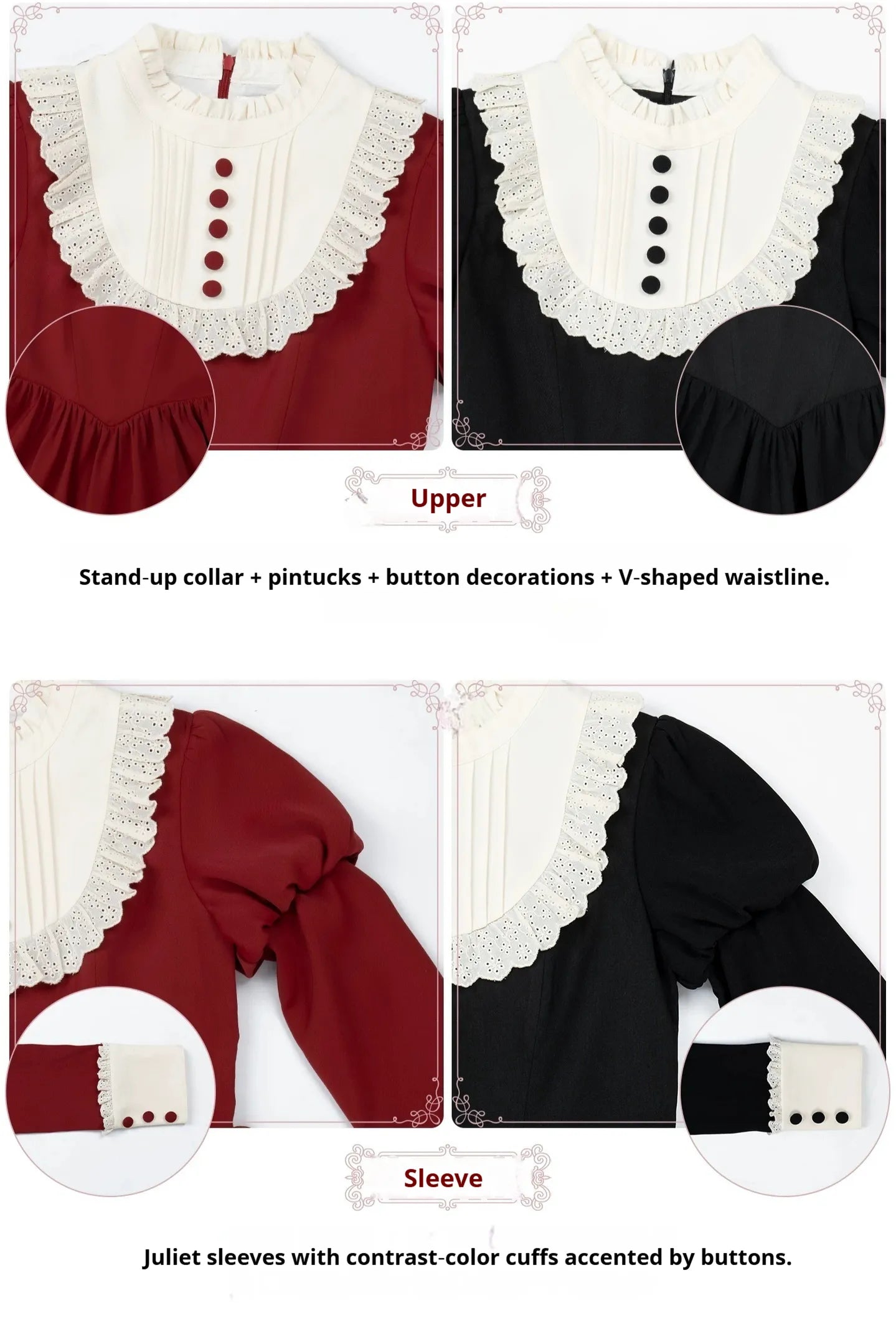 Miss Lita - Classic Lolita Maid OP Dress, Adjustable Flutter Sleeve Apron 45858:865818