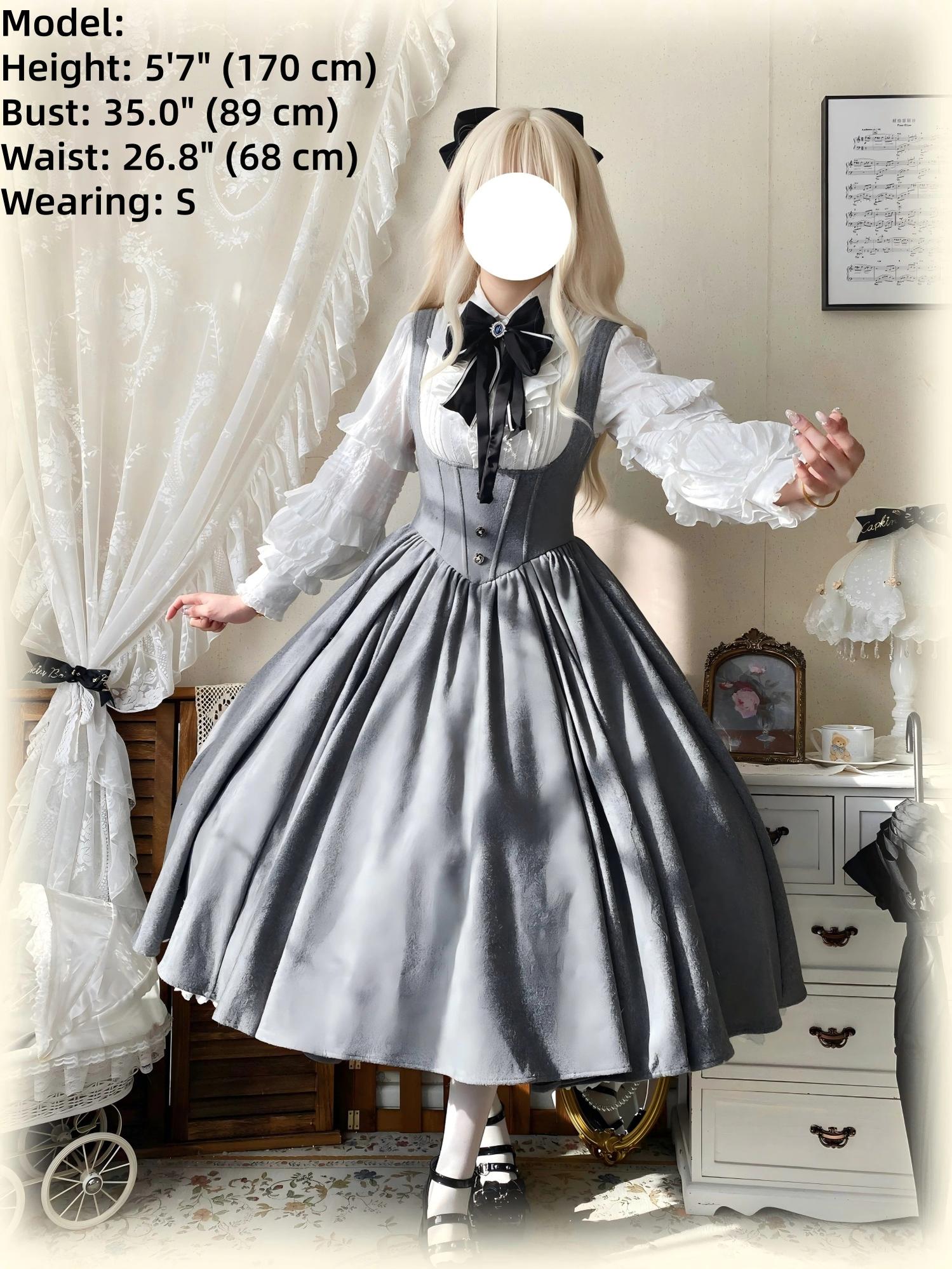 Wand Not for Your Lover - Wool Classic Lolita Bust Supporting JSK, Embroidered Shirt 44597:815843
