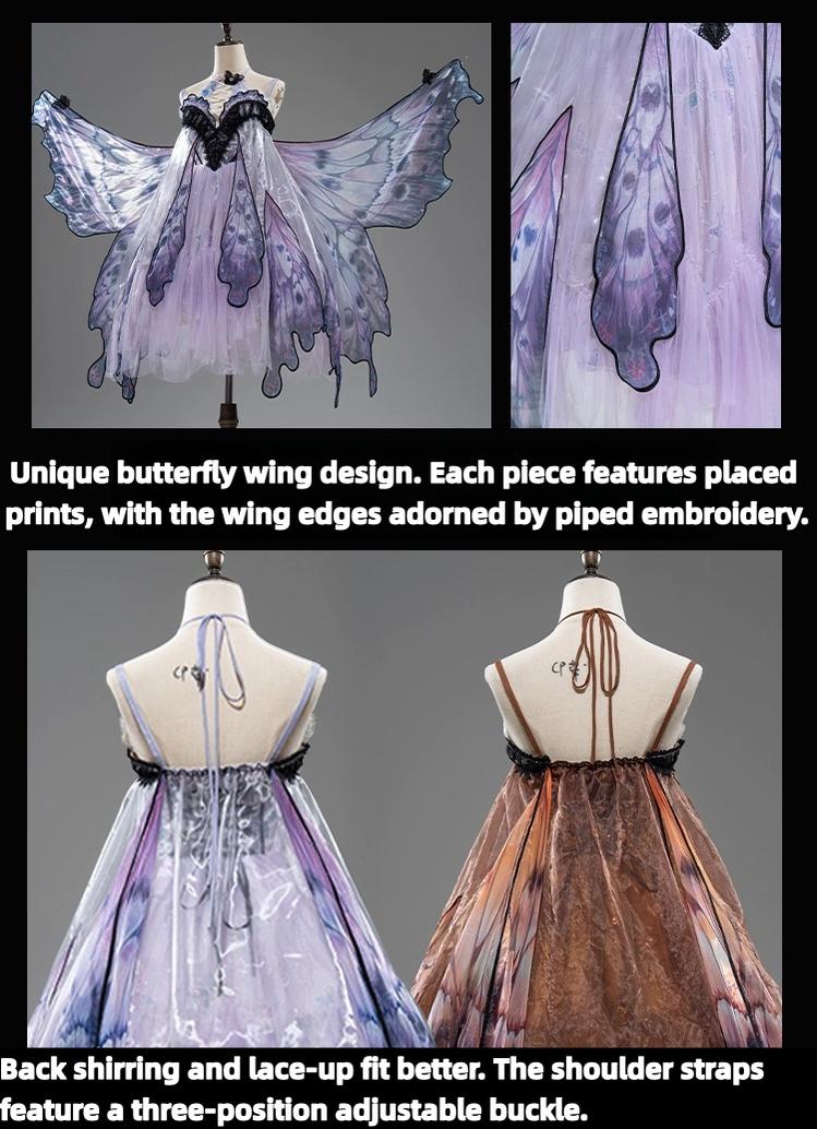 Urtto - Dead Leaf Butterfly - Chiffon Gothic Lolita JSK, Irregular Tiered Skirt 44352:804277
