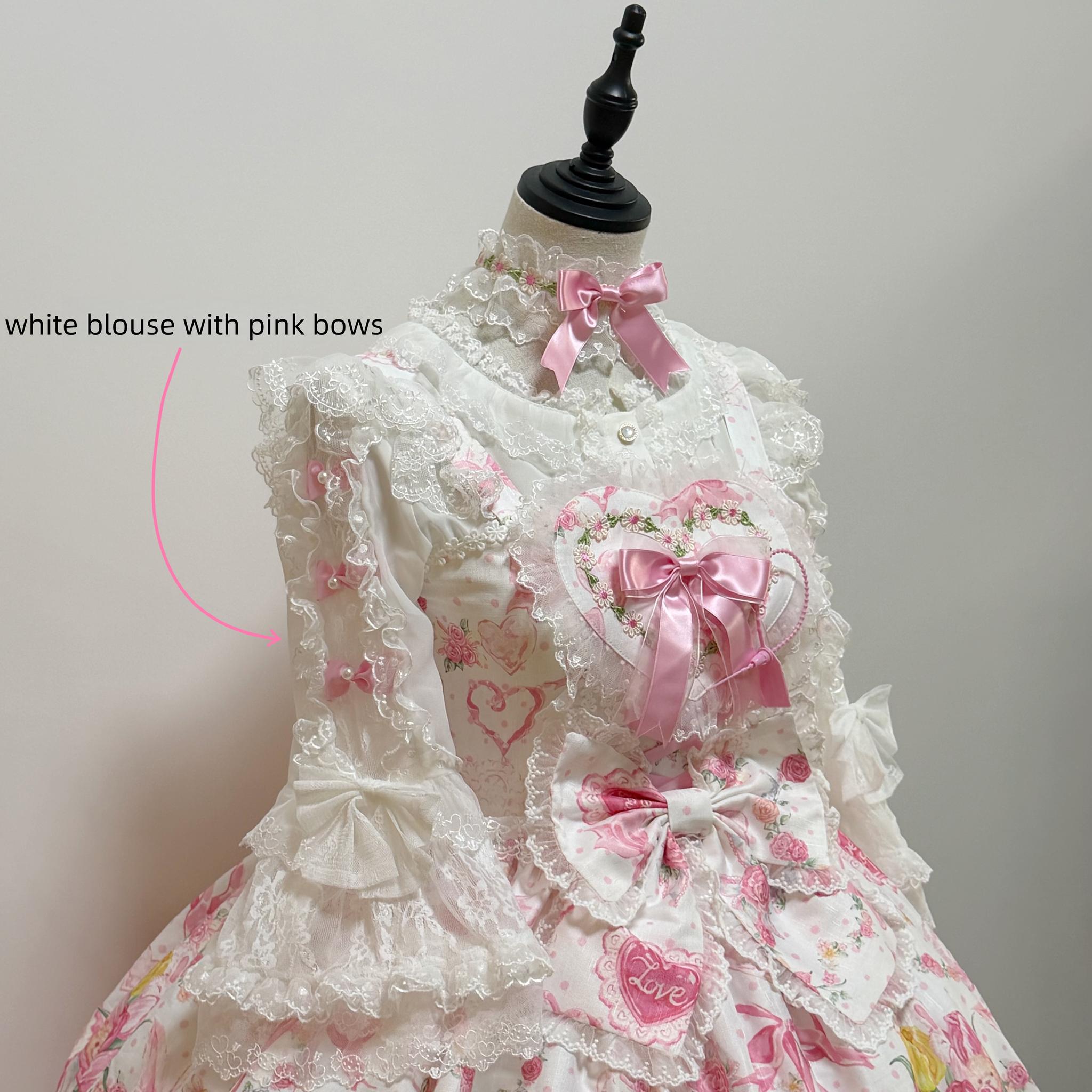 Valentine Bouquet - Old School Lolita Bouquet Printed JSK Dress with Bows (L M S XL) 45553:852632