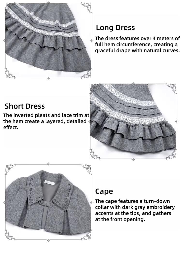 Reminisce - Pile Classic Lolita Dress, Detachable Cape 44439:808570
