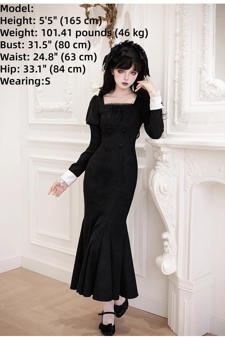 With PUJI - Rose Doll - Gothic Lolita Short OP, Mermaid Dress 44301:803551