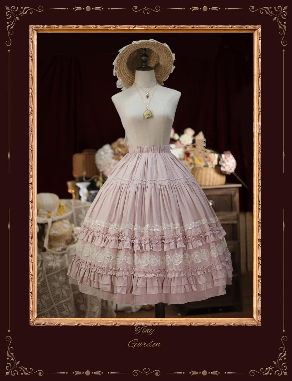 Tiny Garden - Dream Bouquet- Elegant Sweet Lolita Skirt S sakura pink