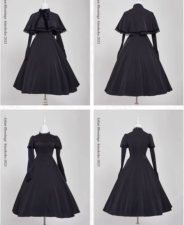 KINOKOKO~Aslan Blessings~Classic Lolita OP Seven-panel Slim Fit Dress with Cape 41988:721728