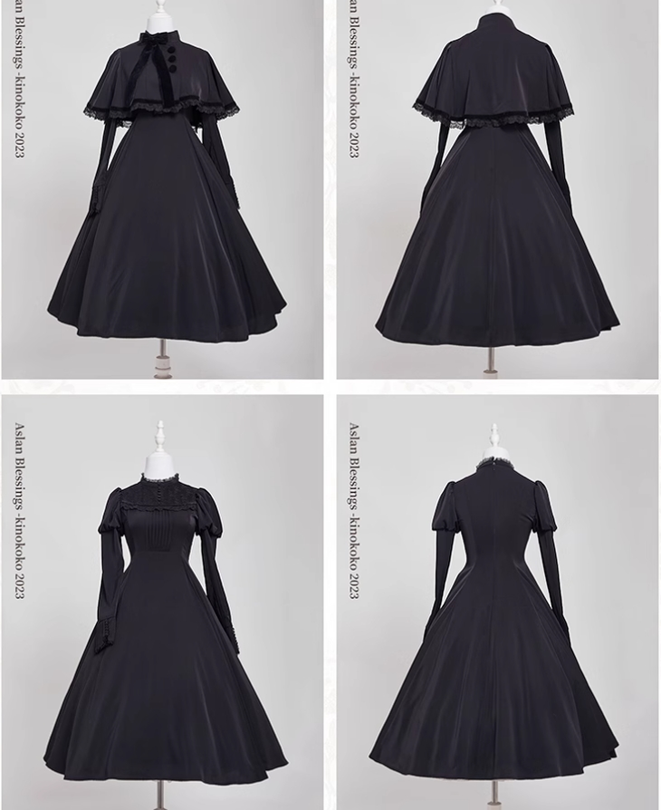 KINOKOKO - Aslan Blessings - Classic Lolita OP Seven-panel Slim Fit Dress with Cape 41988:721728
