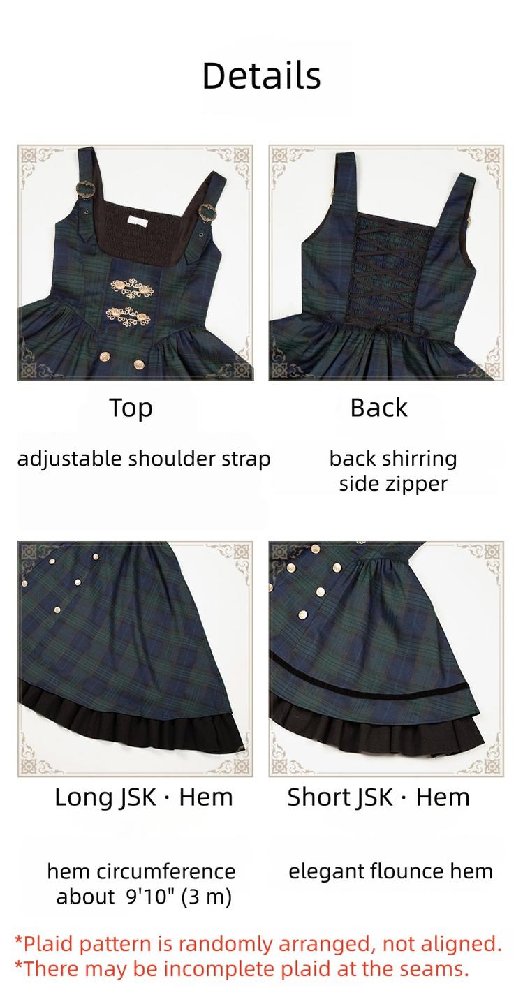 With PUJI - Berlin Souvenir - Plaid Preppy Style Lolita Bust Supporting JSK Outfit 43928:790006