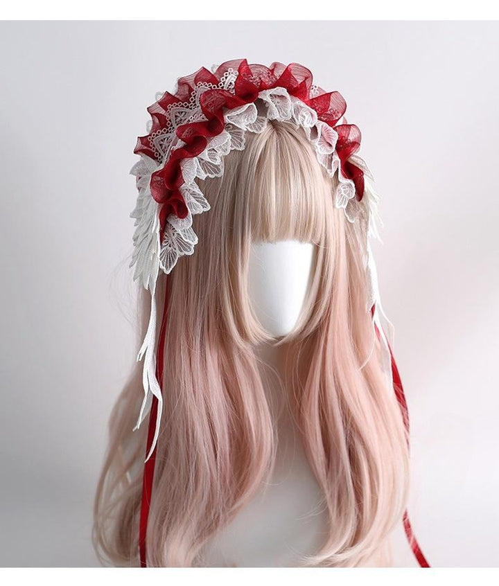 Xiaogui~Christmas Color Lolita Headdress Red and White Feather Accessory