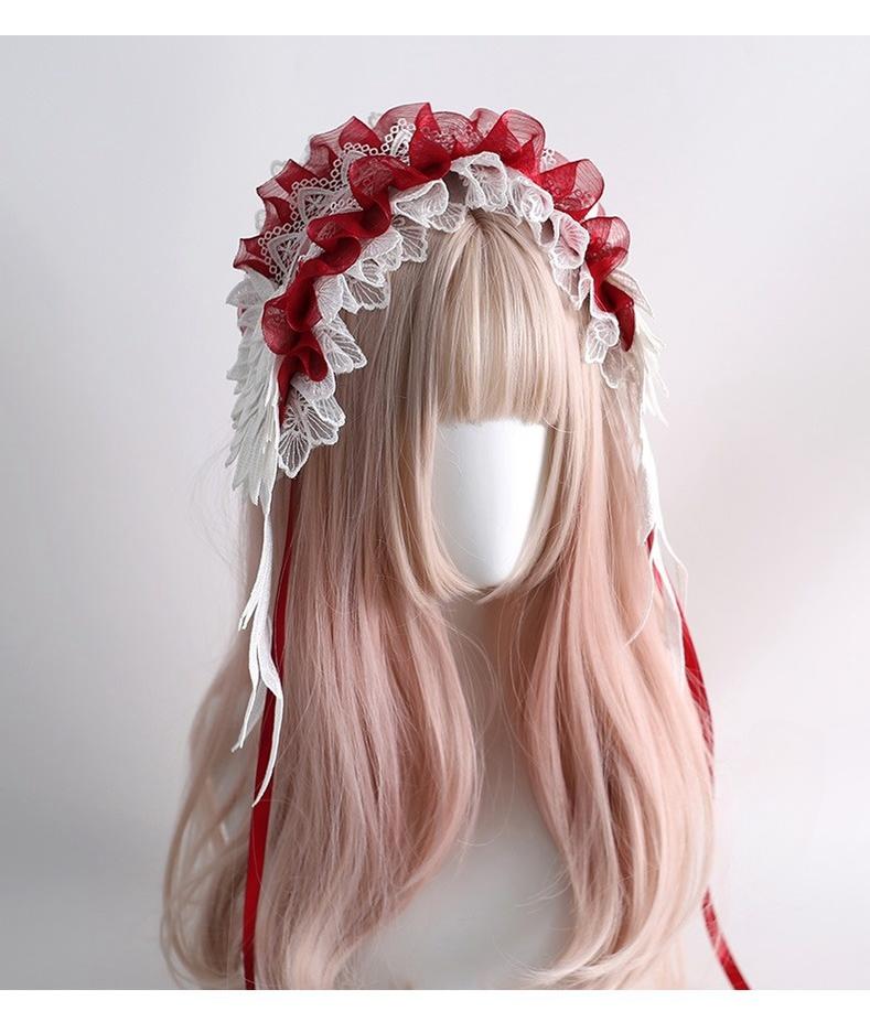 Xiaogui - Christmas Color Lolita Headdress Red and White Feather Accessory
