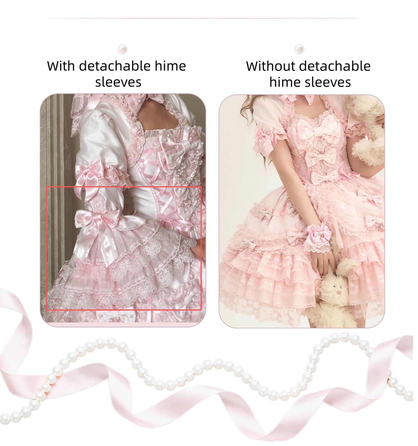 Pearl Princess - Old School Lolita Pink Dress, Pearls & Bows 45179:838286